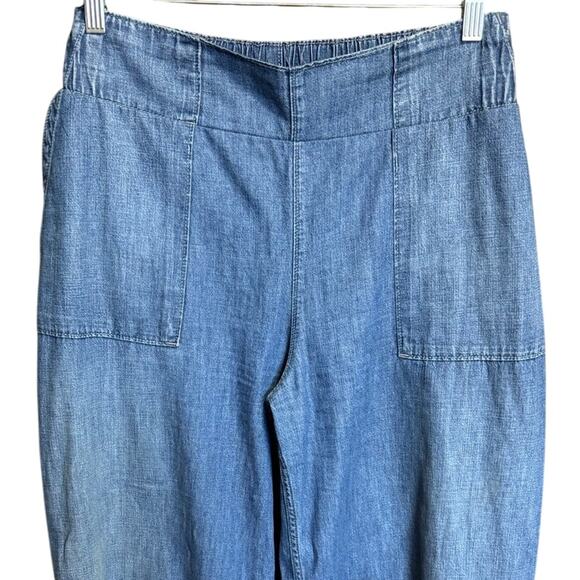 Free People We The Free Breezy Denim Pull On Wide Leg Jeans Size Large - Picture 5 of 11